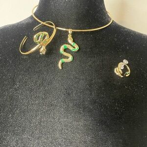 Gold plated  Green Snake Jewelry Set